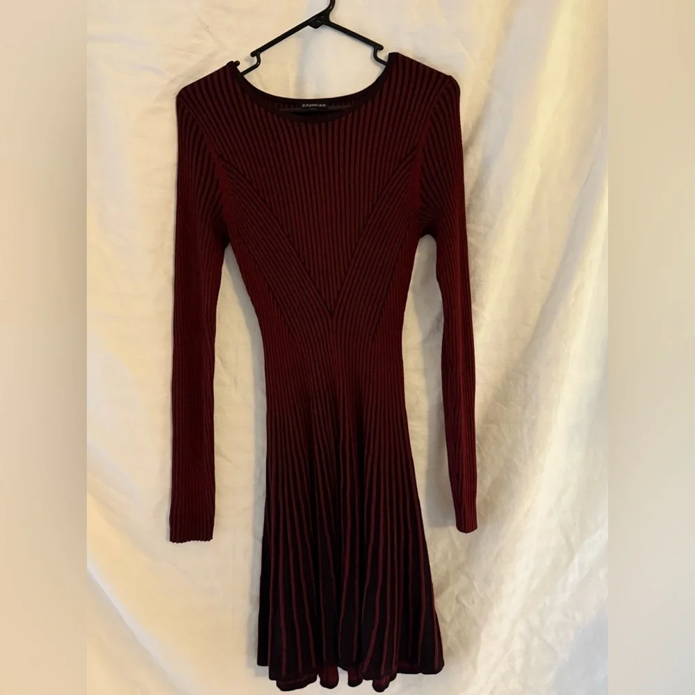 Express Fit & Flare Sweater Dress – Deep Burgundy – Size Small - Picture 1 of 3